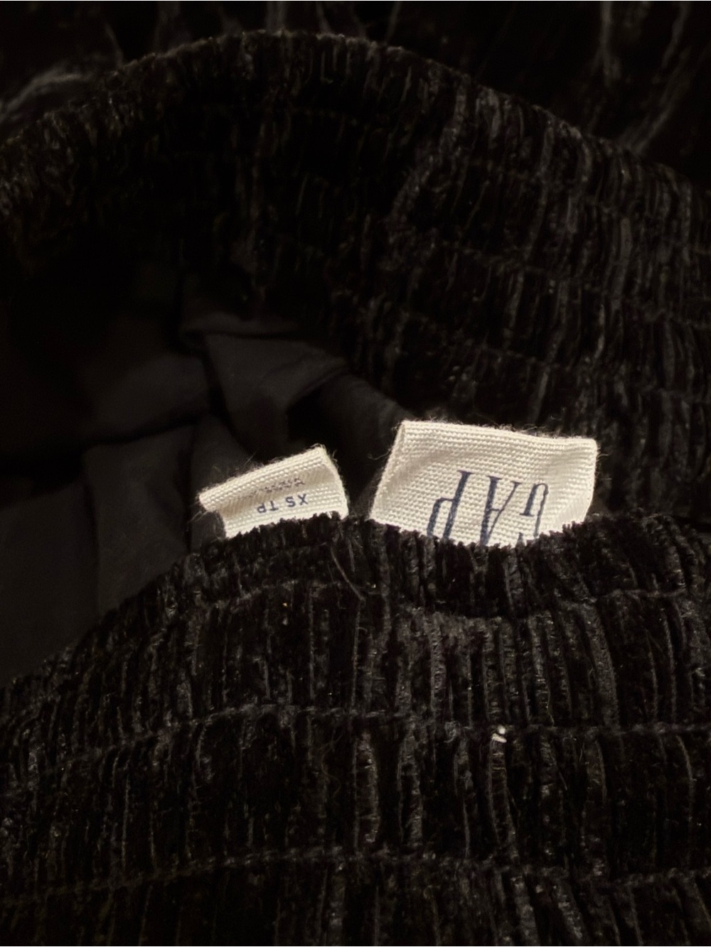 GAP Black Velvet Track Pants with Elastic Waist